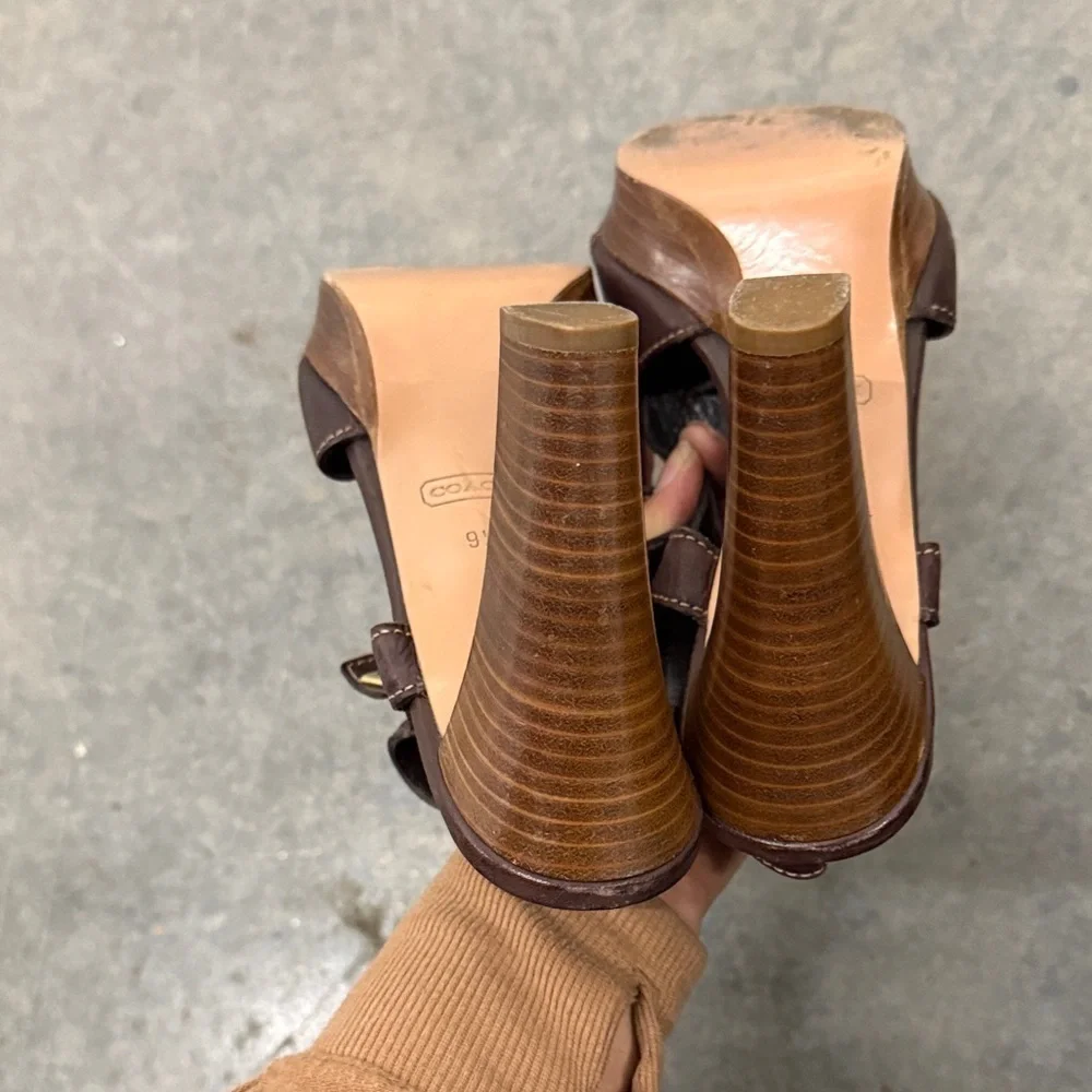 Coach Dark Brown Leather Sandals